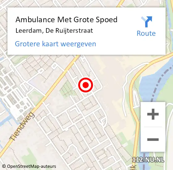 Locatie op kaart van de 112 melding: Ambulance Met Grote Spoed Naar Leerdam, De Ruijterstraat op 15 februari 2024 12:20