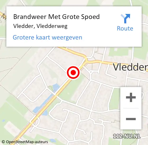 Locatie op kaart van de 112 melding: Brandweer Met Grote Spoed Naar Vledder, Vledderweg op 15 februari 2024 12:28