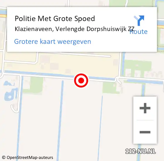 Locatie op kaart van de 112 melding: Politie Met Grote Spoed Naar Klazienaveen, Verlengde Dorpshuiswijk ZZ op 15 februari 2024 12:39