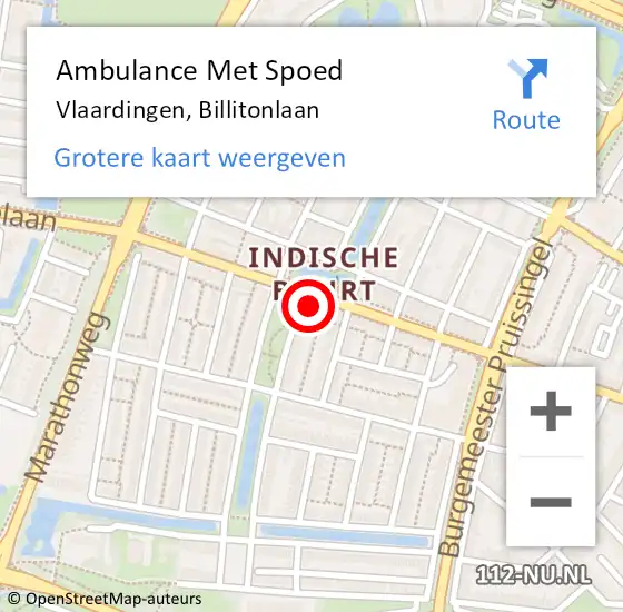 Locatie op kaart van de 112 melding: Ambulance Met Spoed Naar Vlaardingen, Billitonlaan op 15 februari 2024 12:43