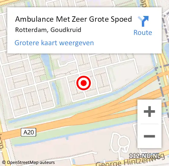 Locatie op kaart van de 112 melding: Ambulance Met Zeer Grote Spoed Naar Rotterdam, Goudkruid op 15 februari 2024 12:49