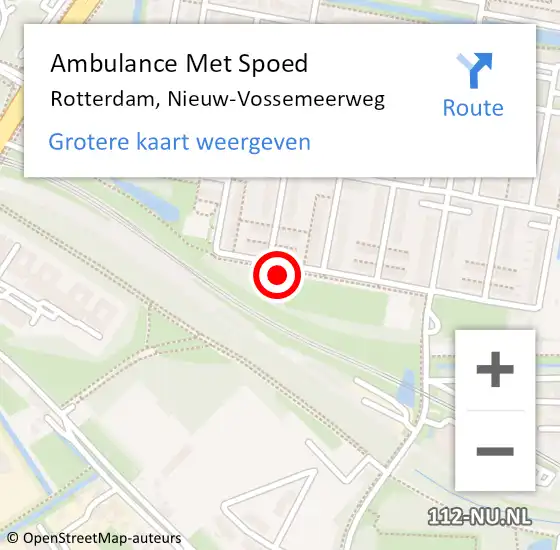 Locatie op kaart van de 112 melding: Ambulance Met Spoed Naar Rotterdam, Nieuw-Vossemeerweg op 15 februari 2024 12:58
