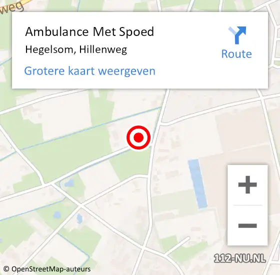 Locatie op kaart van de 112 melding: Ambulance Met Spoed Naar Hegelsom, Hillenweg op 26 september 2014 00:21