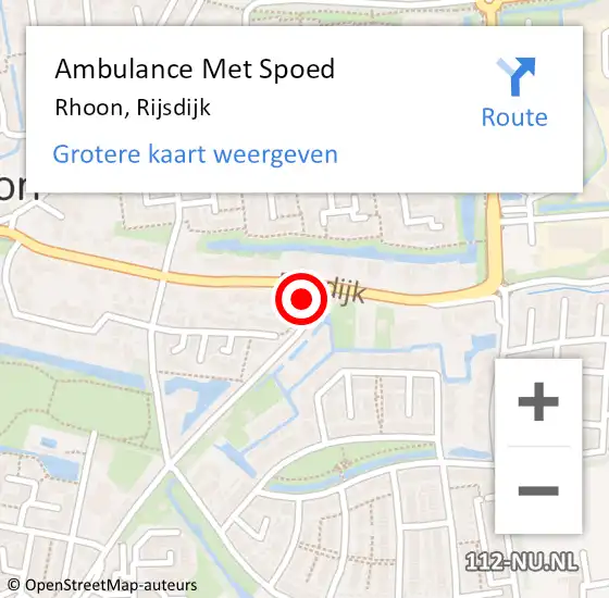 Locatie op kaart van de 112 melding: Ambulance Met Spoed Naar Rhoon, Rijsdijk op 15 februari 2024 13:09