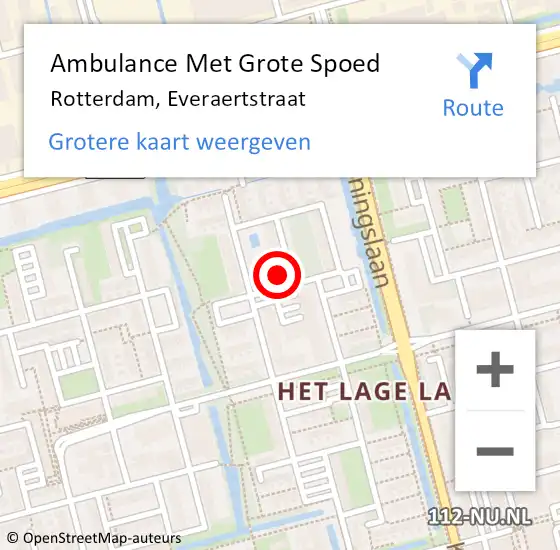 Locatie op kaart van de 112 melding: Ambulance Met Grote Spoed Naar Rotterdam, Everaertstraat op 15 februari 2024 13:09