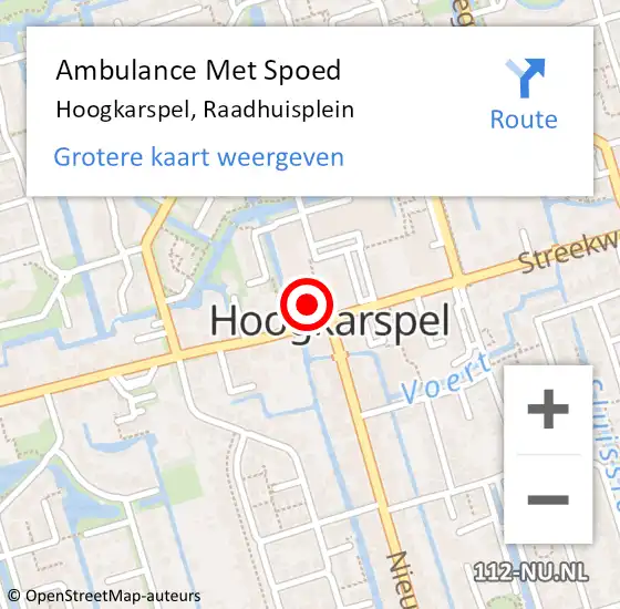 Locatie op kaart van de 112 melding: Ambulance Met Spoed Naar Hoogkarspel, Raadhuisplein op 15 februari 2024 13:10