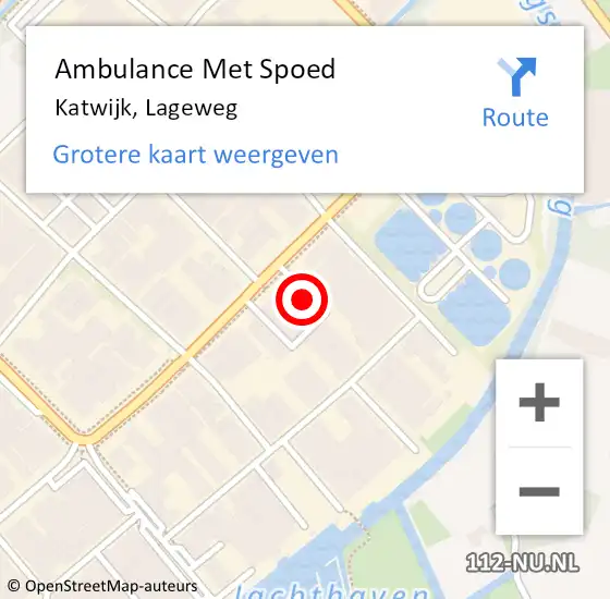 Locatie op kaart van de 112 melding: Ambulance Met Spoed Naar Katwijk, Lageweg op 15 februari 2024 13:13