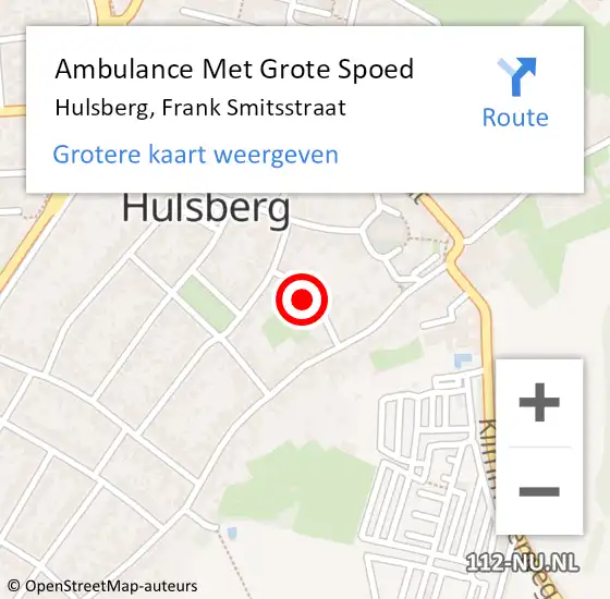 Locatie op kaart van de 112 melding: Ambulance Met Grote Spoed Naar Hulsberg, Frank Smitsstraat op 26 september 2014 00:32