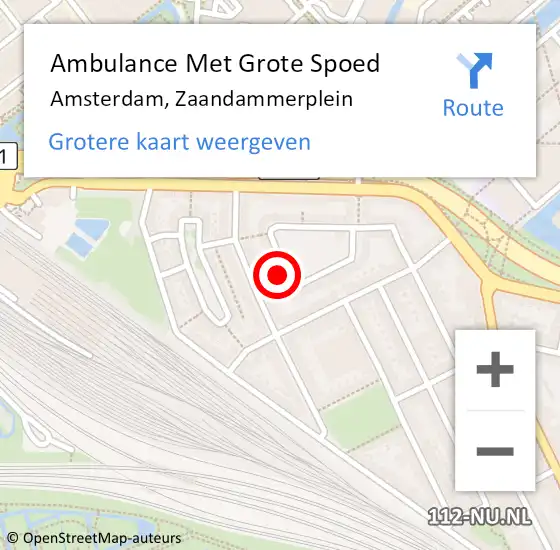 Locatie op kaart van de 112 melding: Ambulance Met Grote Spoed Naar Amsterdam, Zaandammerplein op 15 februari 2024 13:39