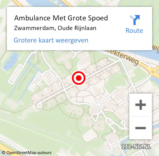 Locatie op kaart van de 112 melding: Ambulance Met Grote Spoed Naar Zwammerdam, Oude Rijnlaan op 15 februari 2024 13:48