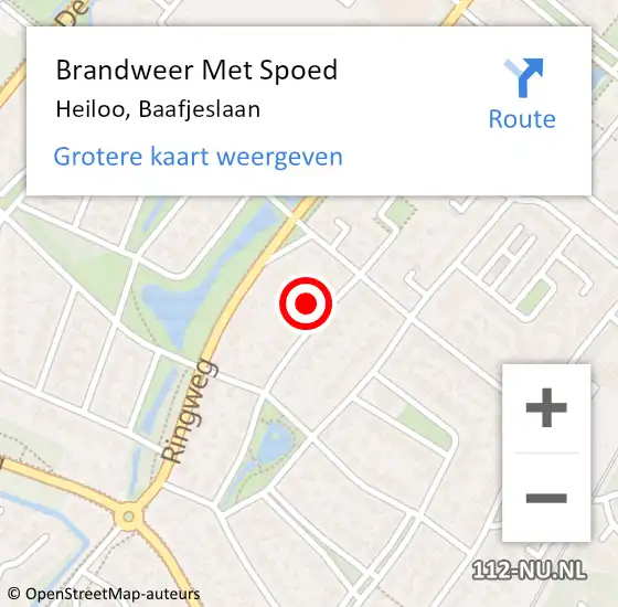 Locatie op kaart van de 112 melding: Brandweer Met Spoed Naar Heiloo, Baafjeslaan op 15 februari 2024 13:51