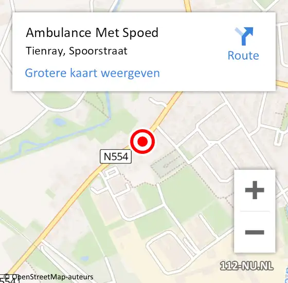 Locatie op kaart van de 112 melding: Ambulance Met Spoed Naar Tienray, Spoorstraat op 26 september 2014 00:53