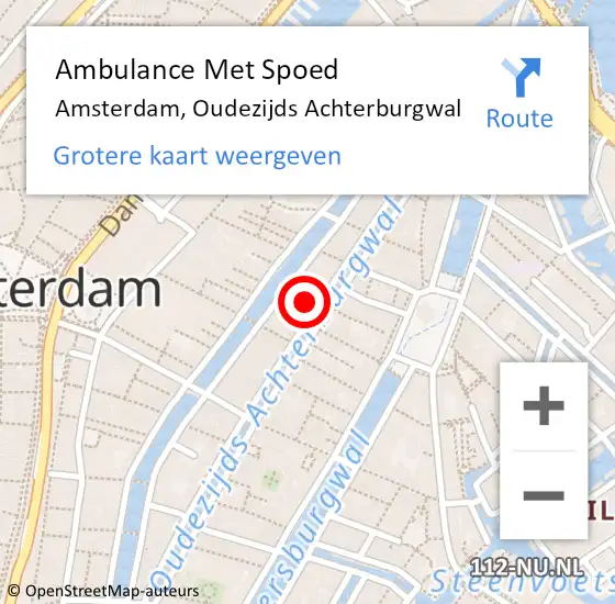 Locatie op kaart van de 112 melding: Ambulance Met Spoed Naar Amsterdam, Oudezijds Achterburgwal op 15 februari 2024 14:40
