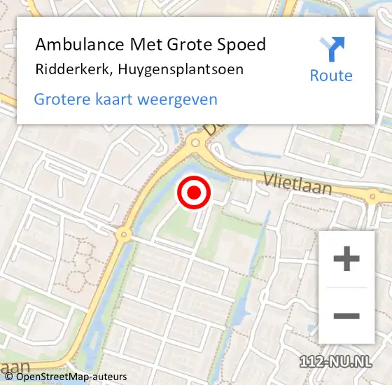 Locatie op kaart van de 112 melding: Ambulance Met Grote Spoed Naar Ridderkerk, Huygensplantsoen op 15 februari 2024 15:16