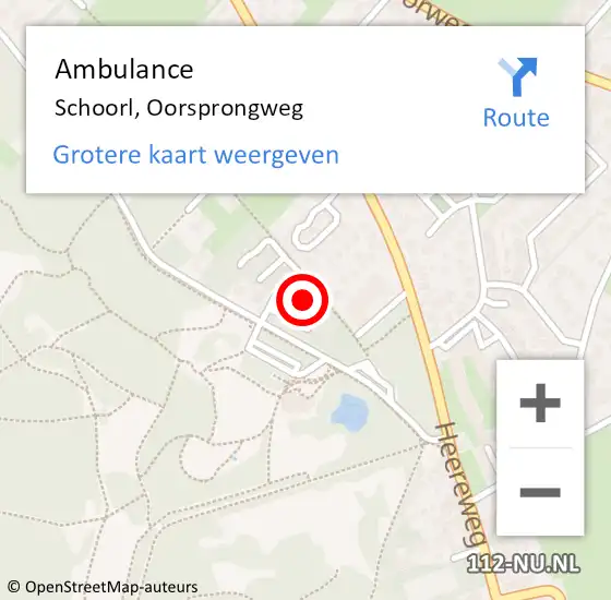 Locatie op kaart van de 112 melding: Ambulance Schoorl, Oorsprongweg op 15 februari 2024 15:27