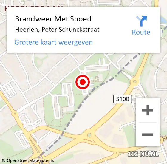 Locatie op kaart van de 112 melding: Brandweer Met Spoed Naar Heerlen, Peter Schunckstraat op 15 februari 2024 15:44