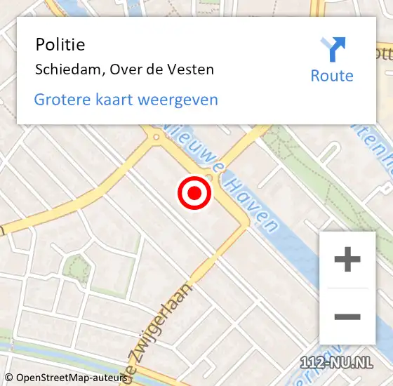 Locatie op kaart van de 112 melding: Politie Schiedam, Over de Vesten op 15 februari 2024 15:53