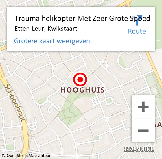 Locatie op kaart van de 112 melding: Trauma helikopter Met Zeer Grote Spoed Naar Etten-Leur, Kwikstaart op 15 februari 2024 15:57