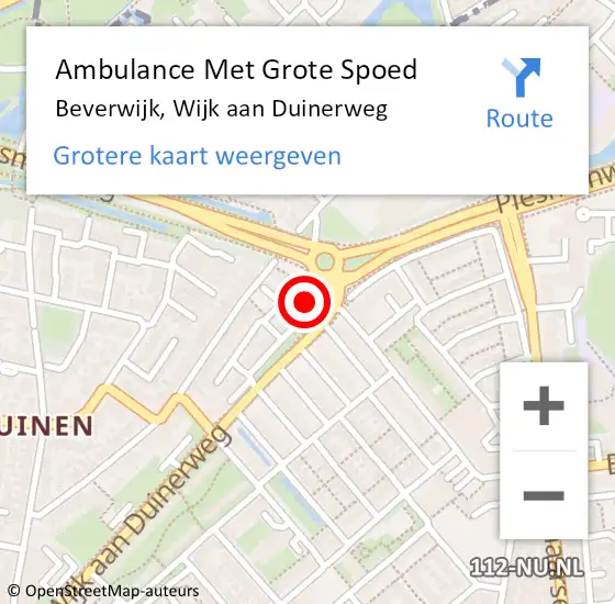Locatie op kaart van de 112 melding: Ambulance Met Grote Spoed Naar Beverwijk, Wijk aan Duinerweg op 15 februari 2024 16:18