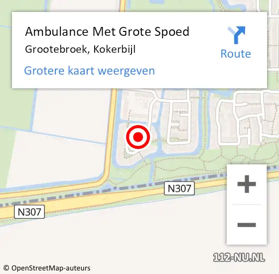 Locatie op kaart van de 112 melding: Ambulance Met Grote Spoed Naar Grootebroek, Kokerbijl op 15 februari 2024 16:29