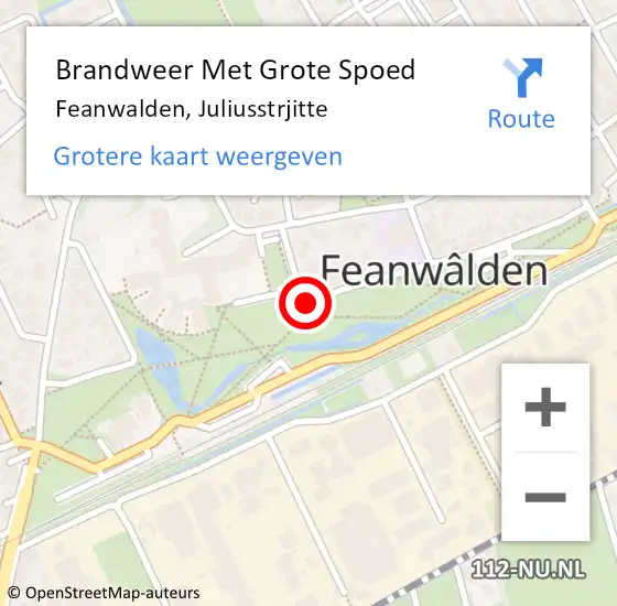 Locatie op kaart van de 112 melding: Brandweer Met Grote Spoed Naar Feanwalden, Juliusstrjitte op 26 september 2014 01:32