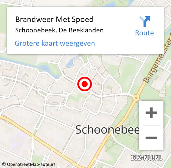 Locatie op kaart van de 112 melding: Brandweer Met Spoed Naar Schoonebeek, De Beeklanden op 15 februari 2024 16:49