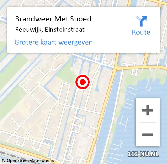 Locatie op kaart van de 112 melding: Brandweer Met Spoed Naar Reeuwijk, Einsteinstraat op 15 februari 2024 16:55