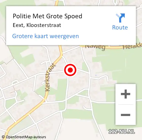 Locatie op kaart van de 112 melding: Politie Met Grote Spoed Naar Eext, Kloosterstraat op 15 februari 2024 16:58