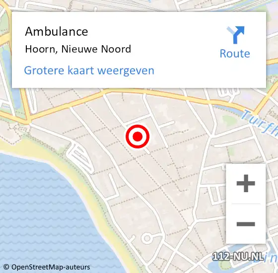 Locatie op kaart van de 112 melding: Ambulance Hoorn, Nieuwe Noord op 15 februari 2024 17:06