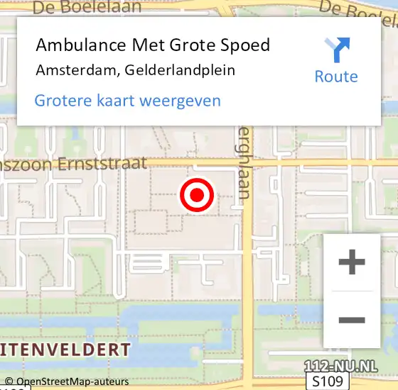 Locatie op kaart van de 112 melding: Ambulance Met Grote Spoed Naar Amsterdam, Gelderlandplein op 15 februari 2024 17:09