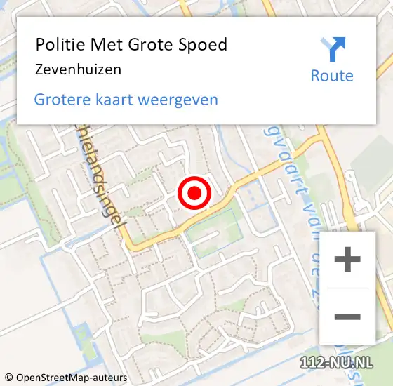 Locatie op kaart van de 112 melding: Politie Met Grote Spoed Naar Zevenhuizen op 15 februari 2024 17:22