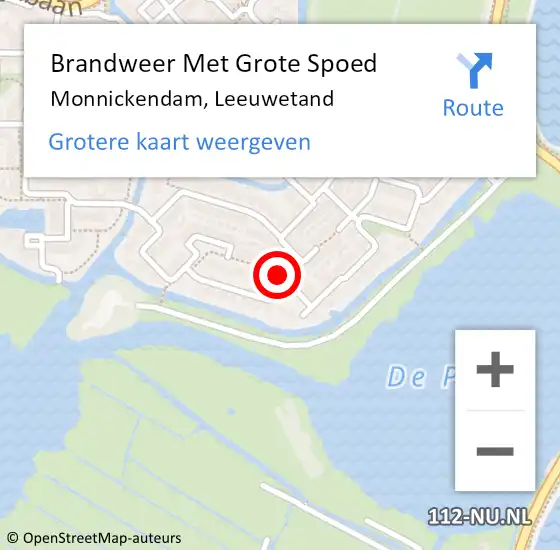 Locatie op kaart van de 112 melding: Brandweer Met Grote Spoed Naar Monnickendam, Leeuwetand op 15 februari 2024 17:35