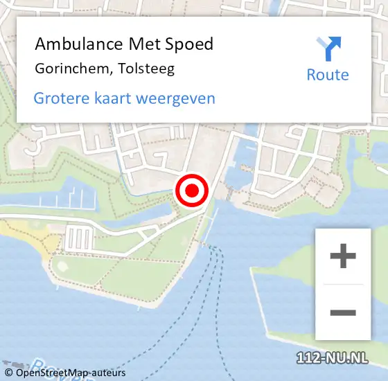 Locatie op kaart van de 112 melding: Ambulance Met Spoed Naar Gorinchem, Tolsteeg op 15 februari 2024 17:51