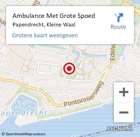 Locatie op kaart van de 112 melding: Ambulance Met Grote Spoed Naar Papendrecht, Kleine Waal op 15 februari 2024 17:52