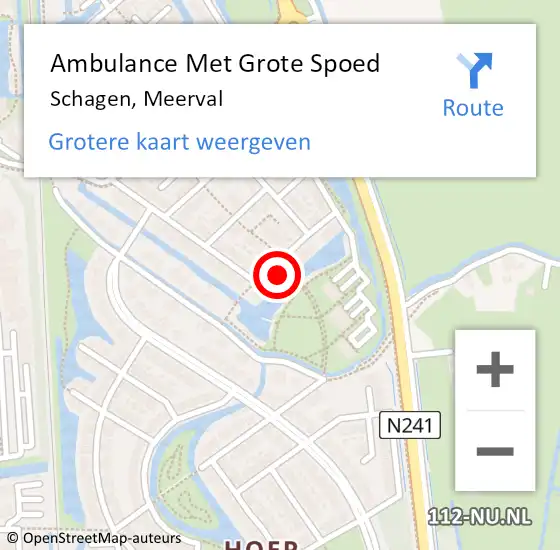 Locatie op kaart van de 112 melding: Ambulance Met Grote Spoed Naar Schagen, Meerval op 15 februari 2024 18:17