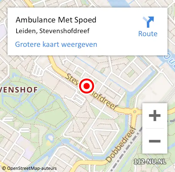Locatie op kaart van de 112 melding: Ambulance Met Spoed Naar Leiden, Stevenshofdreef op 15 februari 2024 18:20