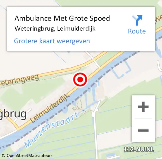 Locatie op kaart van de 112 melding: Ambulance Met Grote Spoed Naar Weteringbrug, Leimuiderdijk op 15 februari 2024 18:24