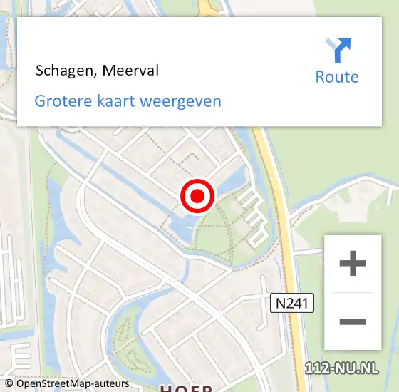 Locatie op kaart van de 112 melding:  Schagen, Meerval op 15 februari 2024 18:28