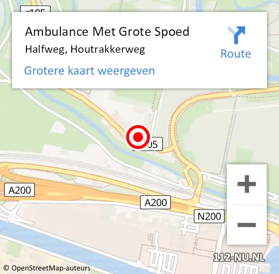 Locatie op kaart van de 112 melding: Ambulance Met Grote Spoed Naar Halfweg, Houtrakkerweg op 15 februari 2024 18:35