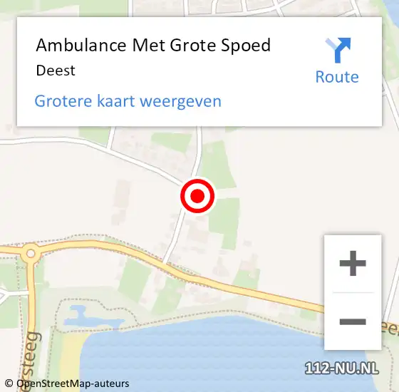 Locatie op kaart van de 112 melding: Ambulance Met Grote Spoed Naar Deest op 15 februari 2024 18:43