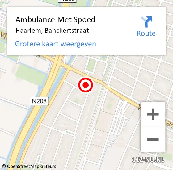 Locatie op kaart van de 112 melding: Ambulance Met Spoed Naar Haarlem, Banckertstraat op 15 februari 2024 18:59