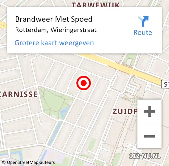 Locatie op kaart van de 112 melding: Brandweer Met Spoed Naar Rotterdam, Wieringerstraat op 15 februari 2024 19:01