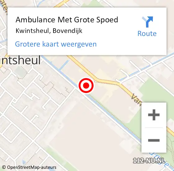 Locatie op kaart van de 112 melding: Ambulance Met Grote Spoed Naar Kwintsheul, Bovendijk op 15 februari 2024 19:21