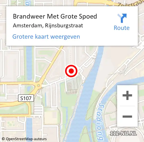 Locatie op kaart van de 112 melding: Brandweer Met Grote Spoed Naar Amsterdam, Rijnsburgstraat op 15 februari 2024 19:26