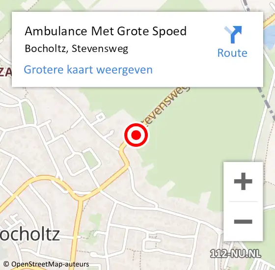 Locatie op kaart van de 112 melding: Ambulance Met Grote Spoed Naar Bocholtz, Stevensweg op 26 september 2014 02:36