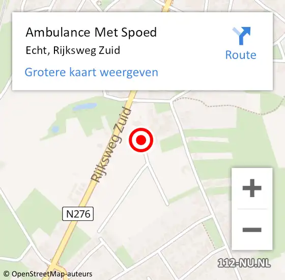 Locatie op kaart van de 112 melding: Ambulance Met Spoed Naar Echt, Rijksweg Zuid op 15 februari 2024 20:10