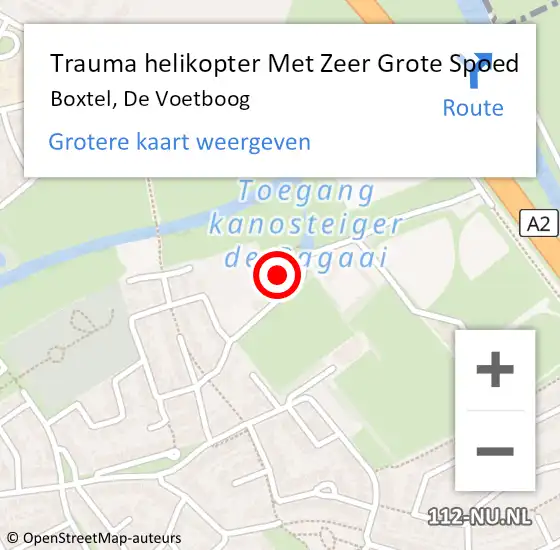 Locatie op kaart van de 112 melding: Trauma helikopter Met Zeer Grote Spoed Naar Boxtel, De Voetboog op 15 februari 2024 20:20