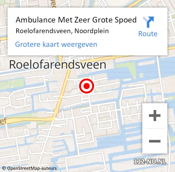 Locatie op kaart van de 112 melding: Ambulance Met Zeer Grote Spoed Naar Roelofarendsveen, Noordplein op 15 februari 2024 20:43