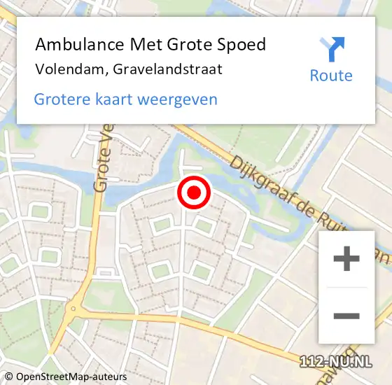Locatie op kaart van de 112 melding: Ambulance Met Grote Spoed Naar Volendam, Gravelandstraat op 15 februari 2024 20:51