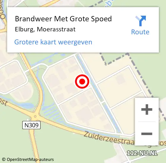Locatie op kaart van de 112 melding: Brandweer Met Grote Spoed Naar Elburg, Moerasstraat op 15 februari 2024 21:09